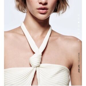 NEW Zara Knotted Rib Bodysuit Oyster White
